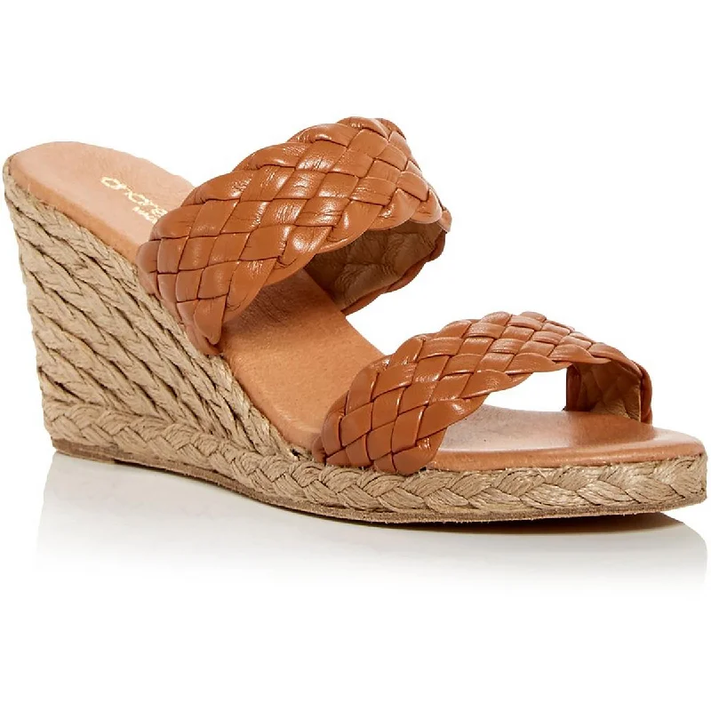 Limited Edition André Assous Womens Aria Leather Slip-On Wedge Sandals