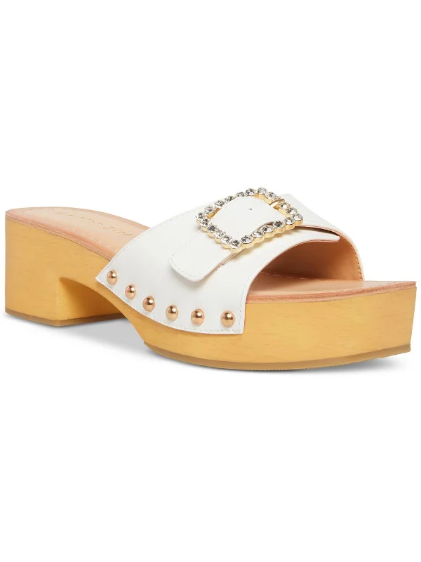 Limited Time Offers Anikka Womens Faux Leather Rhinestone Slide Sandals