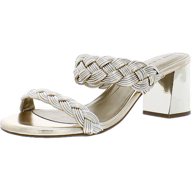 Sleek Dress Shoes Deal Anne Klein Womens Reggie Faux Leather Slip-On Slide Sandals