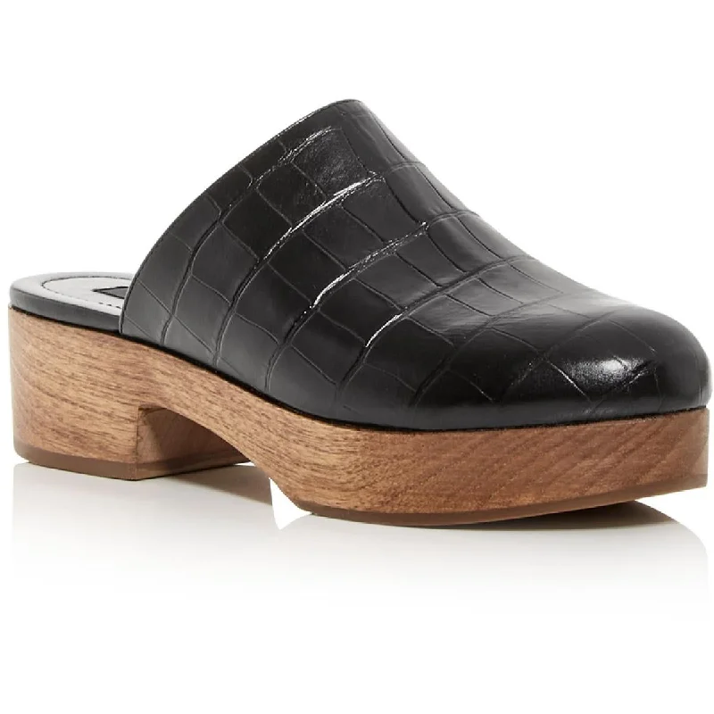Chic Style Discounts Aqua Womens Leather Slip on Clogs