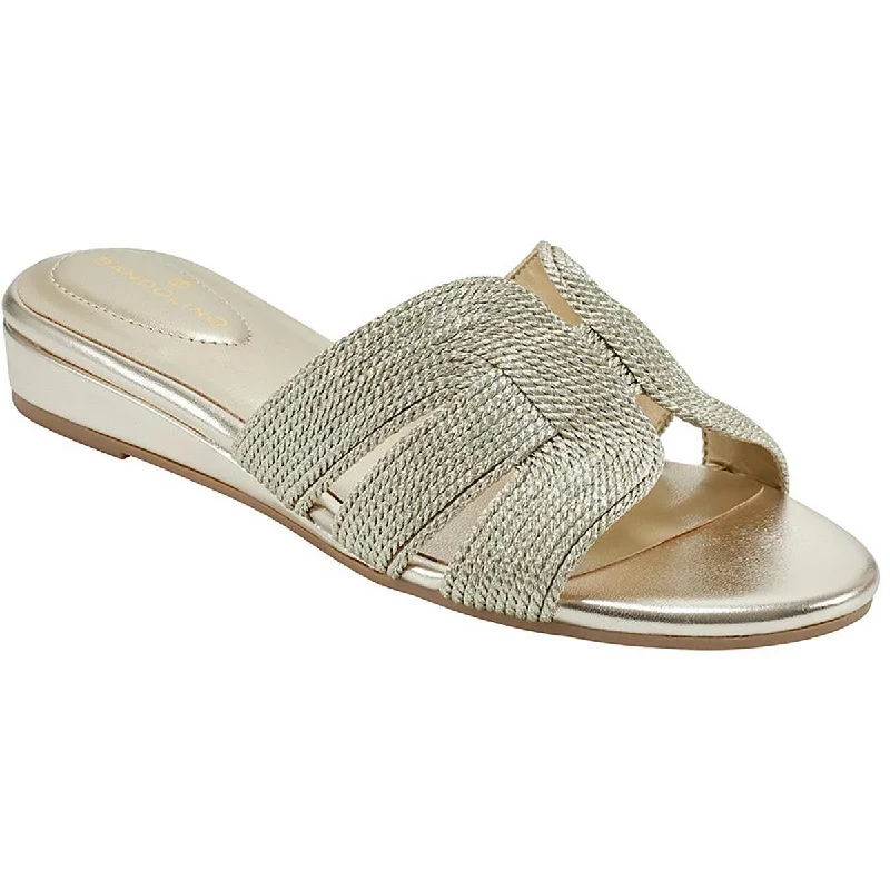 Dive Into Trendy Styles Bandolino Womens Kaylor 2 Faux Leather Braided Slide Sandals