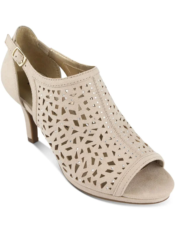 Fashion Forward, Function First Blayne Womens Microsuede Embellished Heels