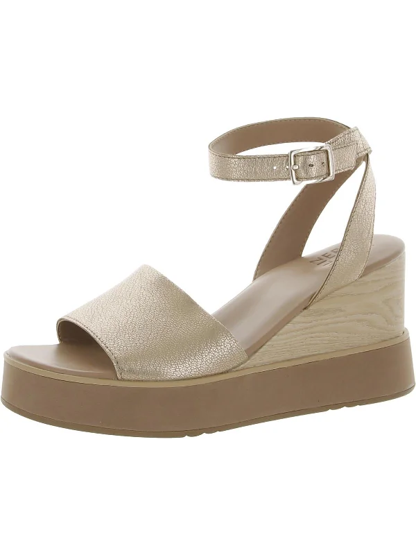Comfortable Urban Shoes Brynn Womens Faux Leather Summer Wedge Sandals