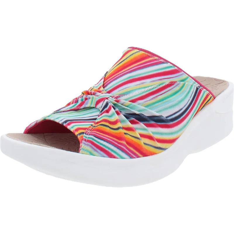 Discount Extravaganza Bzees Womens Sunburst Padded Insole Slip On Wedge Sandals