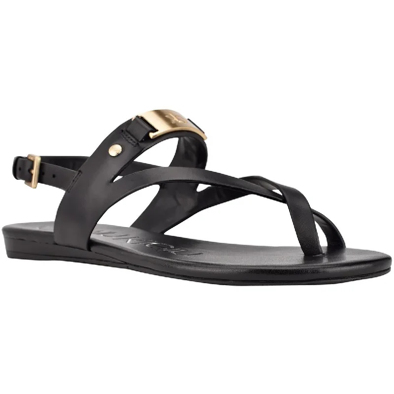 Fashion Forward, Function First Calvin Klein Womens Sadra Leather Thong Flat Sandals