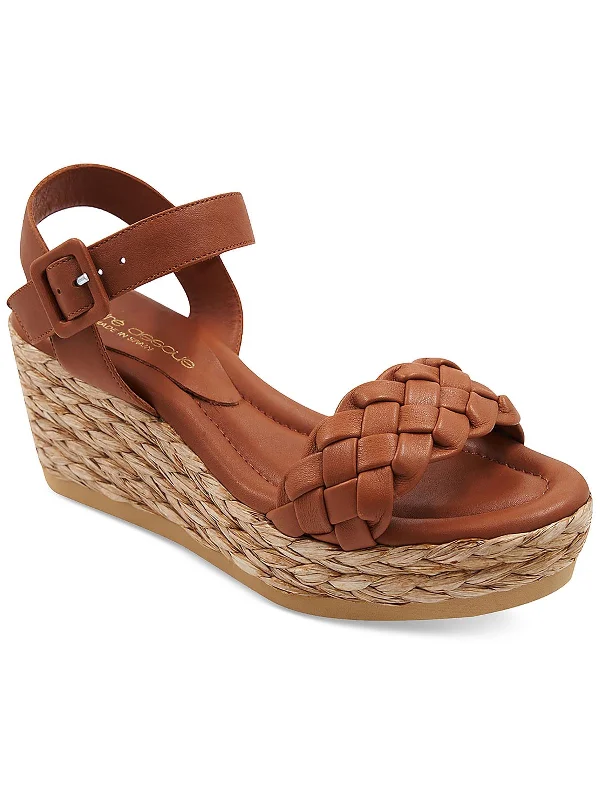 Minimalist Casual Shoes Cecilia Womens Leather Ankle Strap Wedge Sandals
