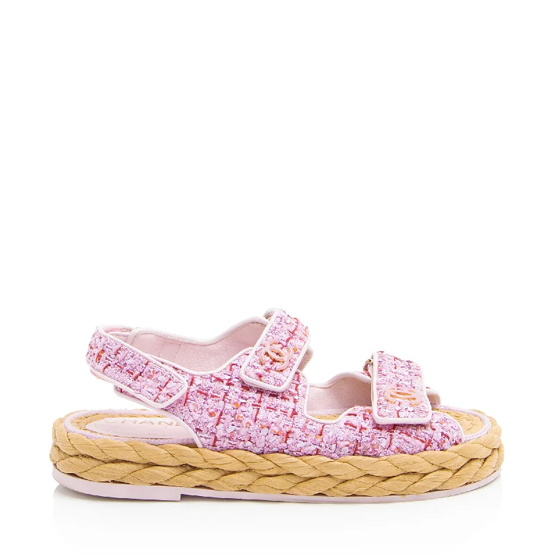 Casual Slip-Ons Promotion Chanel Tweed Velcro CC Dad Sandals