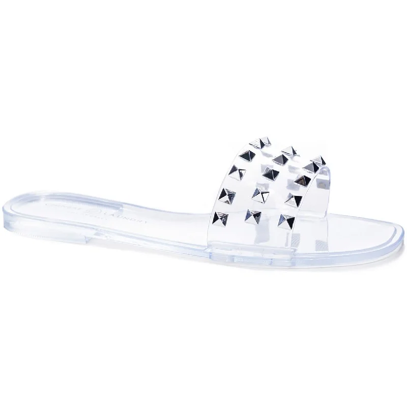 Evening Elegance Chinese Laundry Womens Jelato Studded Slip-On Slide Sandals