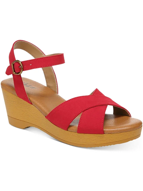 Must-Have Boots Sale Chloe Womens Faux Leather Ankle Wedge Sandals