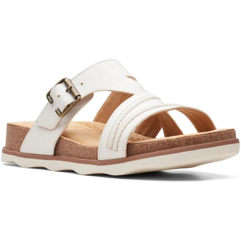 Trend Leading Collection Clarks Womens Brynn Hope Leather Slip On Slide Sandals