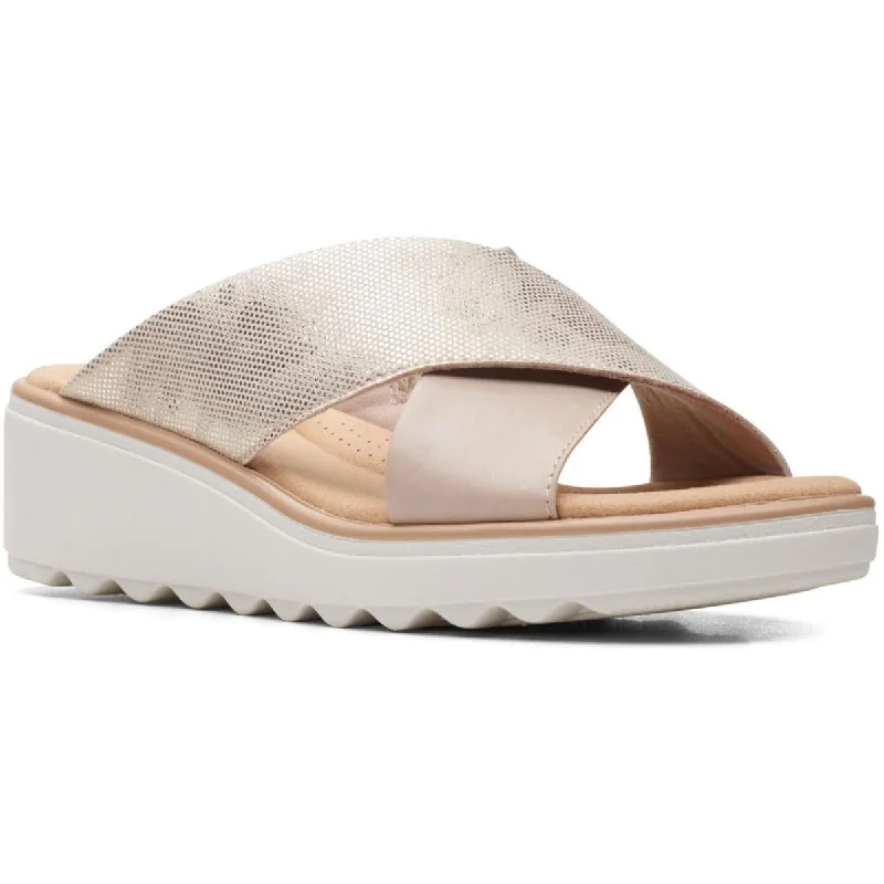 Edgy Fashion Deals Clarks Womens Jillian Gem Cushioned Footbed Open Toe Wedge Sandals