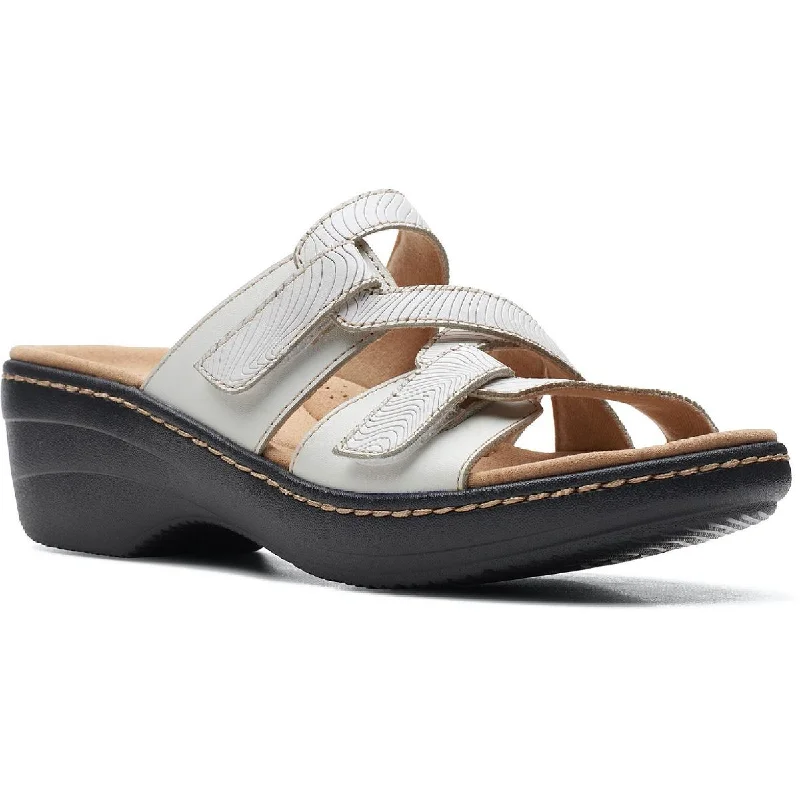 Trendy Women's Shoes Clarks Womens Merliah Karli Faux Leather Slip On Wedge Sandals