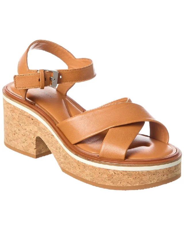 Final Sale Clergerie Charline8 Leather Platform Sandal