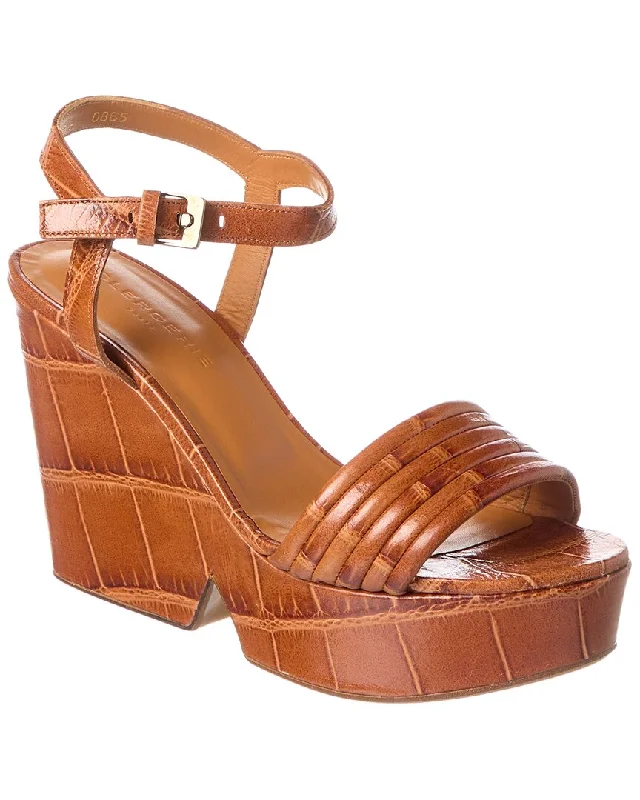 Chic And Trendy Clergerie Dany Croc-Embossed Leather Wedge Sandal