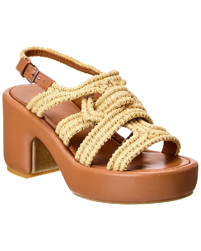 Casual Chic Deals Clergerie Dinel Raffia & Leather Platform Sandal