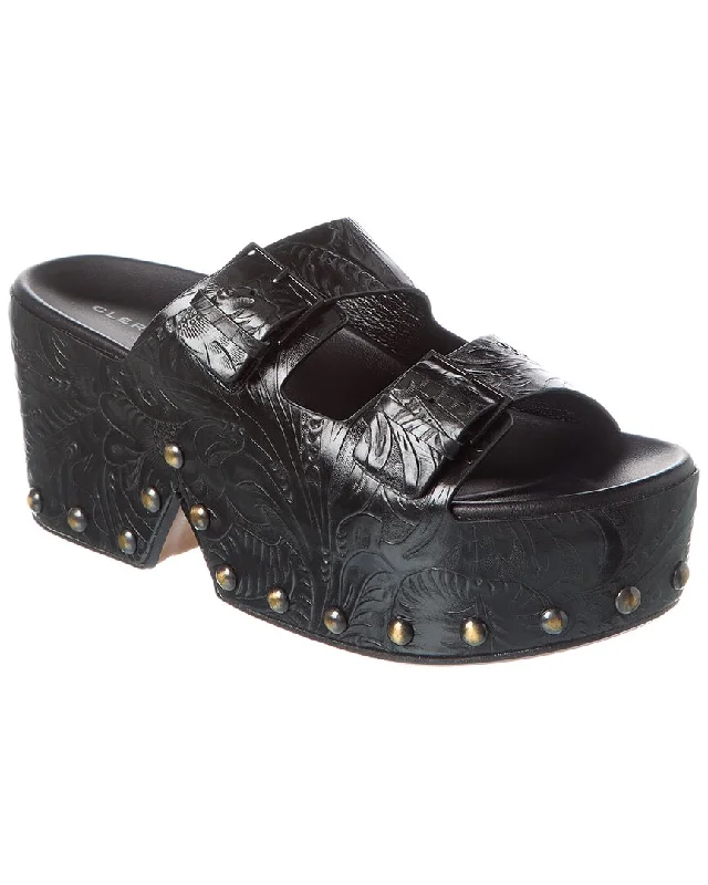 Comfortable Durable Shoes Clergerie Esab Embossed Leather Platform Sandal