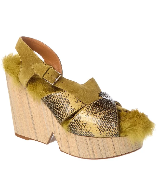 Stylish Shoe Discounts Clergerie Pdarlaco Leather Wedge Sandal