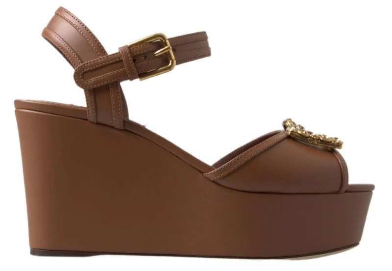 Urban Style Promotions Dolce & Gabbana Chic  Leather Ankle Strap Women's Wedges