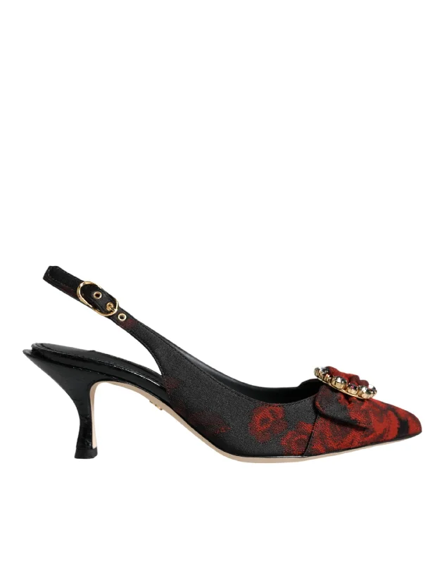 Luxury Casual Deals Dolce & Gabbana   Floral Crystal Heel Slingback Women's Shoes