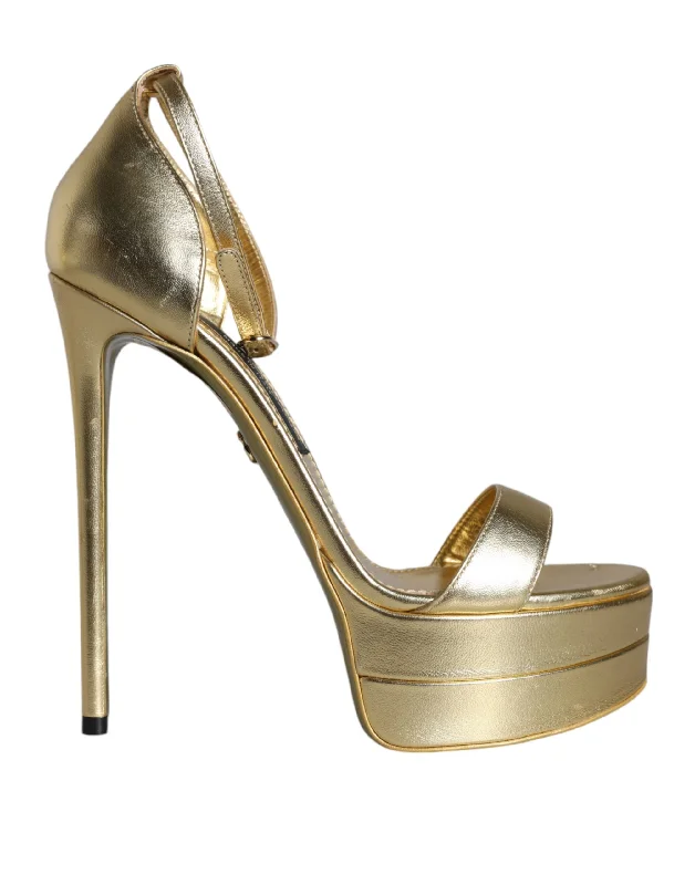 Discount Extravaganza Dolce & Gabbana  Leather Platform Keira Sandals Women's Shoes (Pre-Owned)