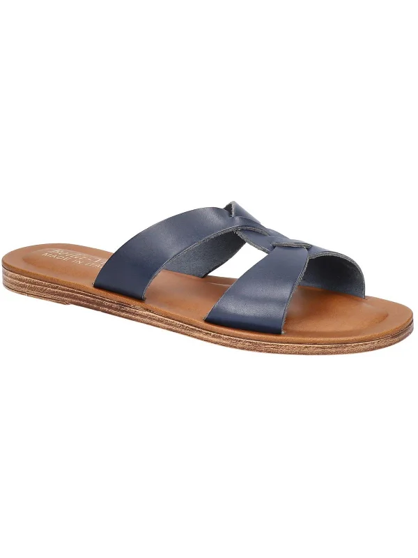Break Fashion Norms Dov-Italy Womens Leather Slip On Slide Sandals