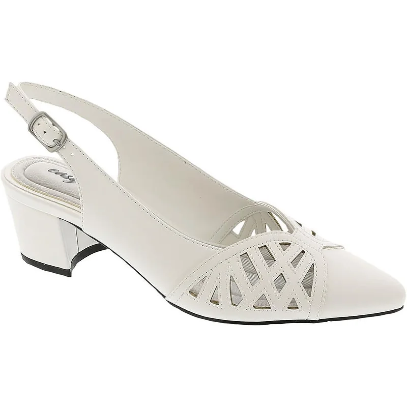 Hot Brand Discounts Easy Street Womens Bizzy Faux Leather Ankle Strap Slingback Heels
