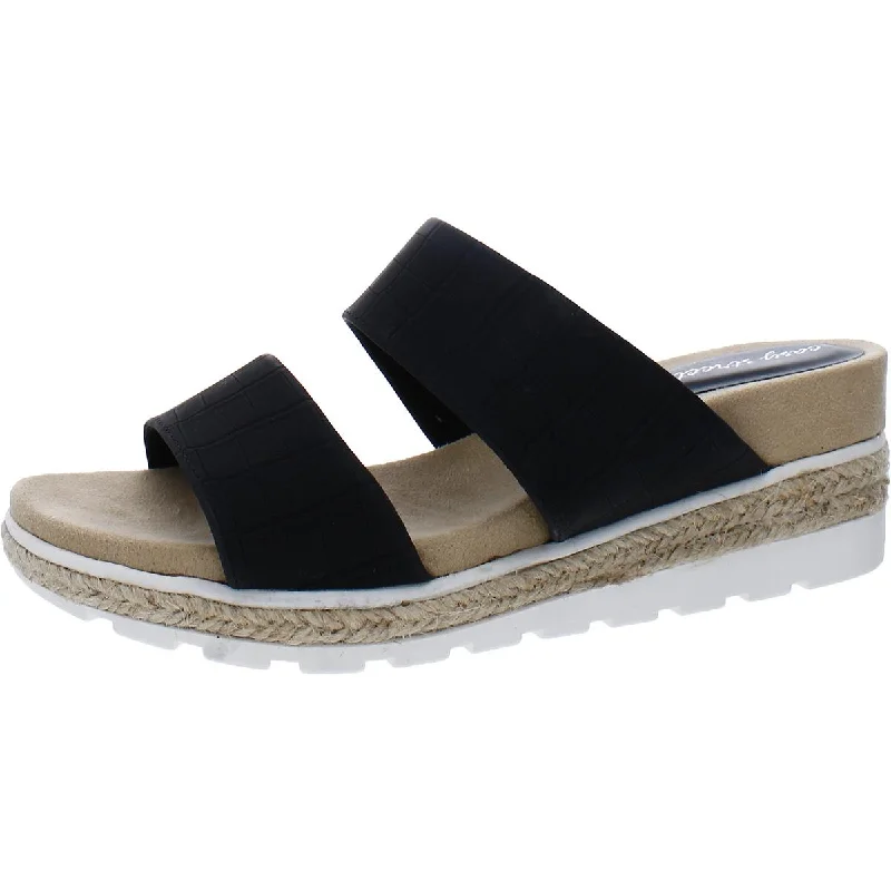 Outdoor Hiking Shoes Promotion Easy Street Womens Maryann Faux Leather Animal Print Wedge Sandals
