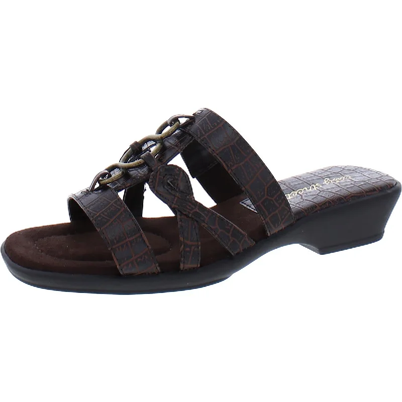 Trend Alert Easy Street Womens Torrid Slip On Faux Leather Wedge Sandals
