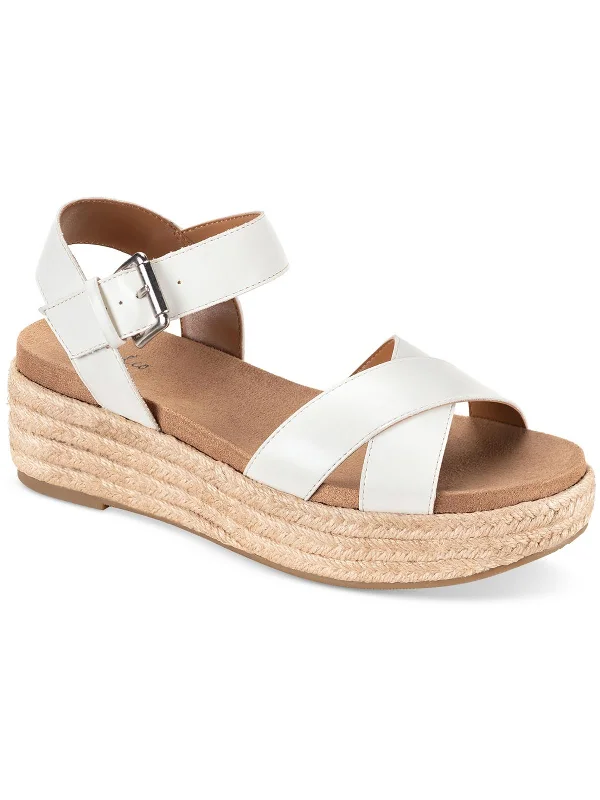 Statement Fashion Offers Emberr Womens Faux Leather Slingback Flatform Sandals