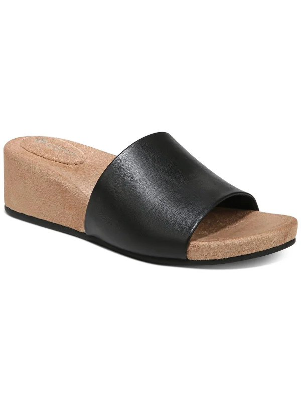 Limited Time Offer GIULIAA Womens Faux Leather Slip On Slide Sandals