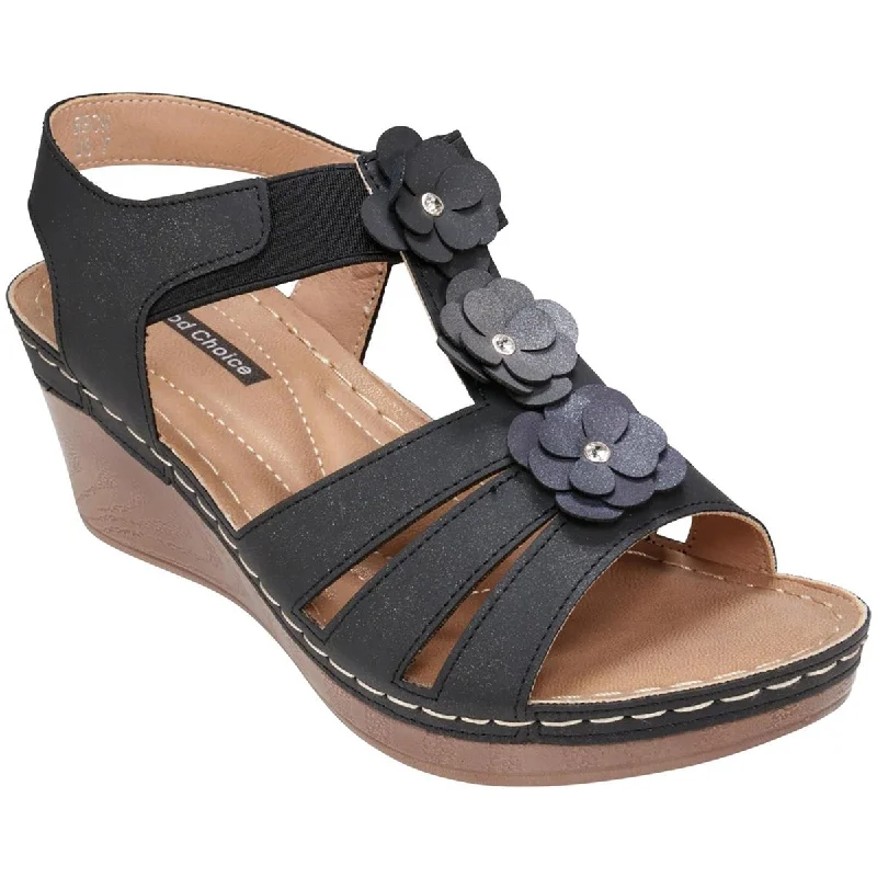 Fashionable Casual Loafers Good Choice Womens Beck Floral Open Toe Wedge Sandals