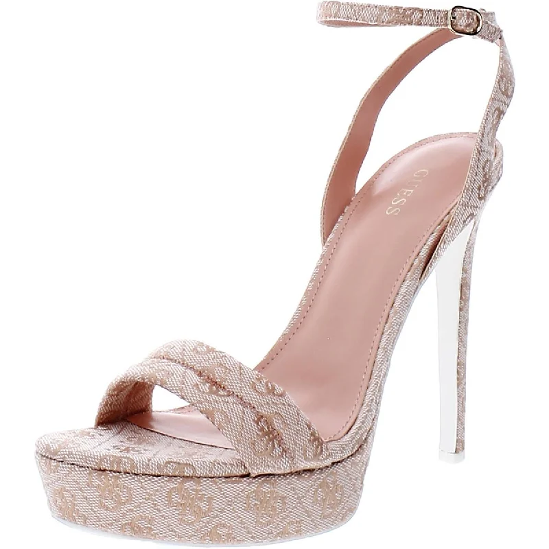 Athleisure Style Sale Guess Womens Clives 2 Logo Ankle Strap Heels