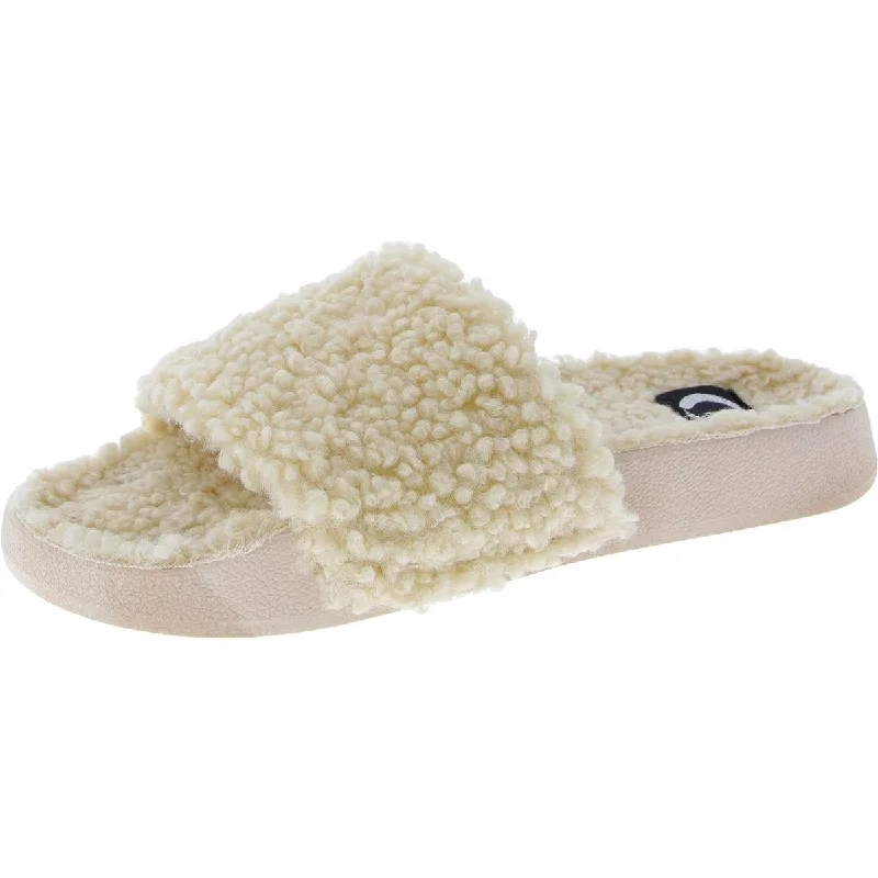 Women's Durable Footwear Haimi Womens Slip On Faux Fur Lined Slide Sandals