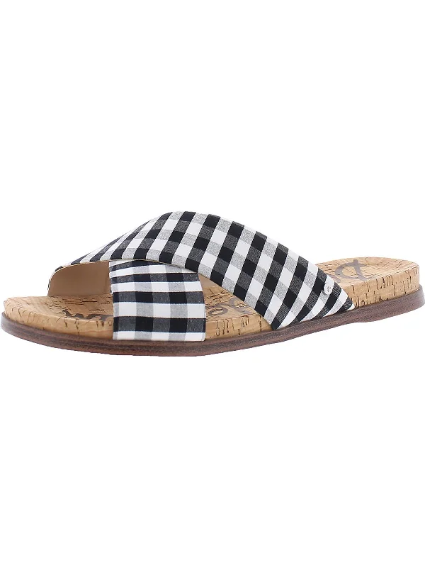 Urban Elegance Deals Hattie Womens Criss-Cross Front Slides Strap Sandals