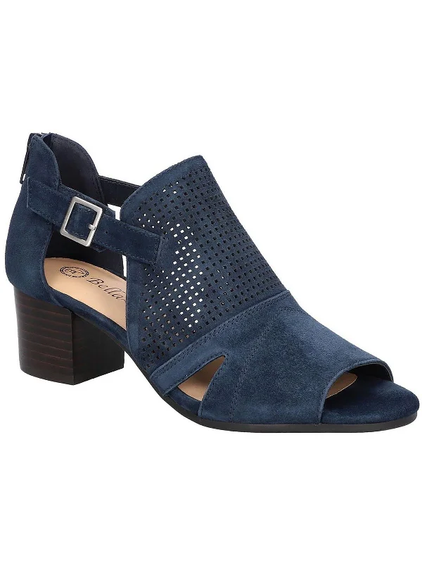Comfortable Shoes Illiana Womens Leather Perforated Block Heel