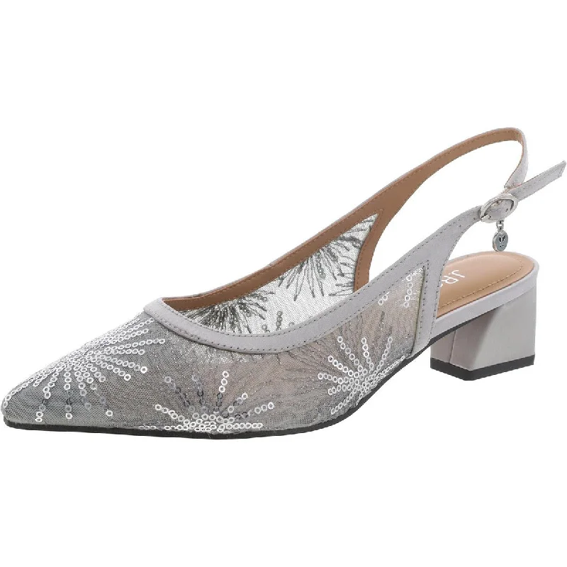 Final Sale J. Renee Womens Sequined Pointed toe Slingback Heels