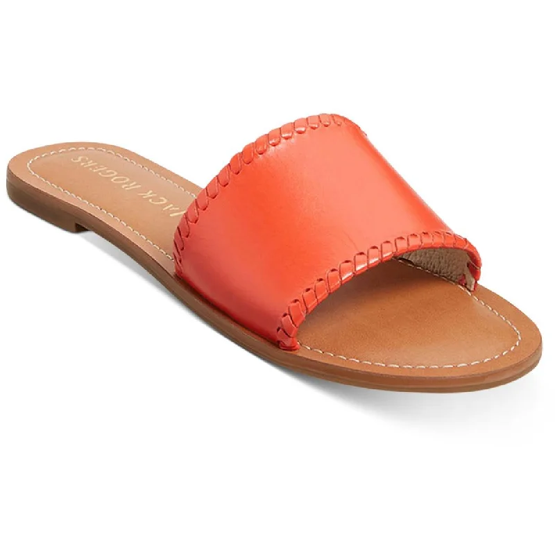 Hot Sale Jack Rogers Womens Sofia Faux Leather Slip On Flat Sandals