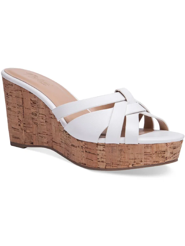 Flash Sale Starts Jaylen Womens Faux Leather Platform Wedge Sandals