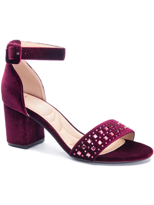 Formal Shoes Deals Josilin Womens Velvet Ankle Strap Block Heel