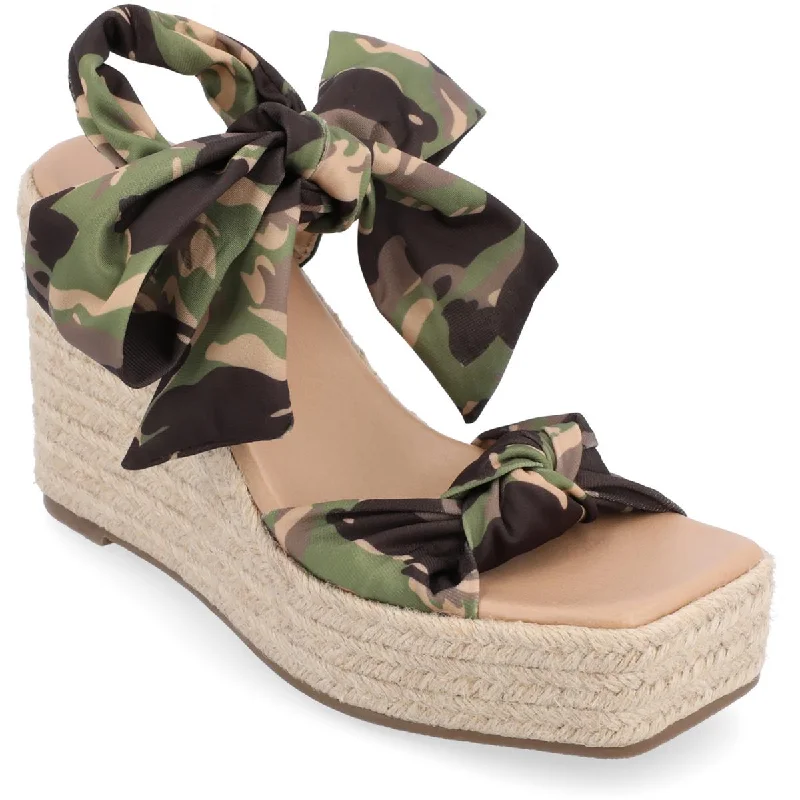 Cozy Indoor Slippers Deals Journee Collection Womens Surria Ankle Tie Open Square Toe Wedge Sandals