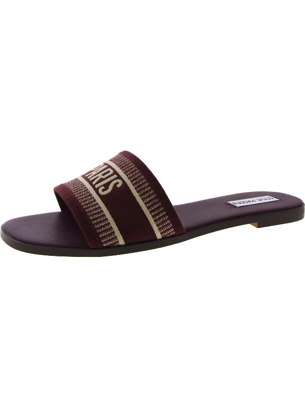 Non-Slip Shoes Offers Knox Womens Square Toe Flat Slide Sandals