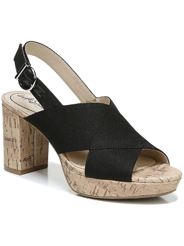 Designer Shoes Clearance Lara Womens Padded Insole Canvas Platform Sandals