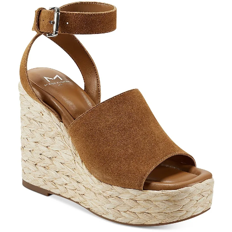 Comfortable Work Shoes Marc Fisher LTD Womens Nelly Suede Woven Wedge Sandals