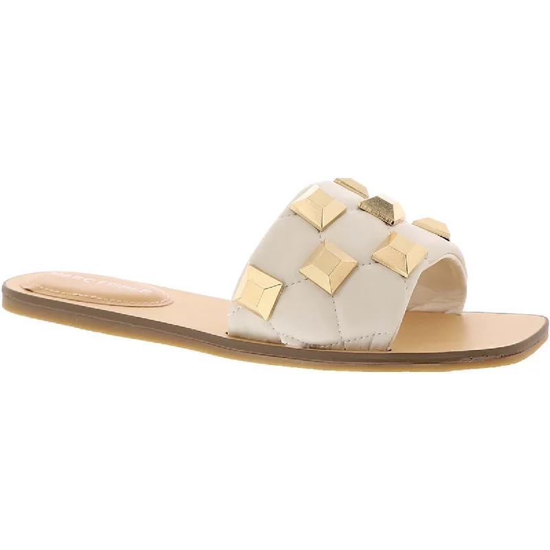 Affordable Trendy Fashion Marc Fisher Womens Bamer Faux Leather Slip On Slide Sandals