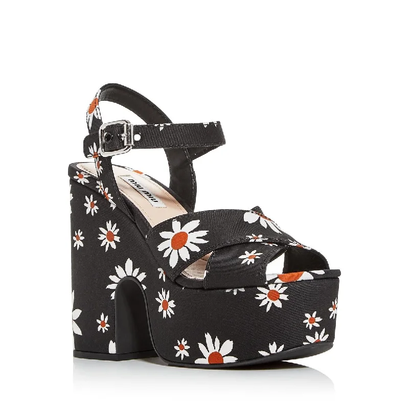 Premium Footwear Sale Miu Miu Womens Calzature Donna Canvas Slip On Platform Sandals