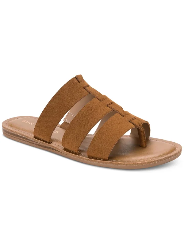 Classy Style Discounts Oliaa Womens Faux Suede Toe-Post Slide Sandals
