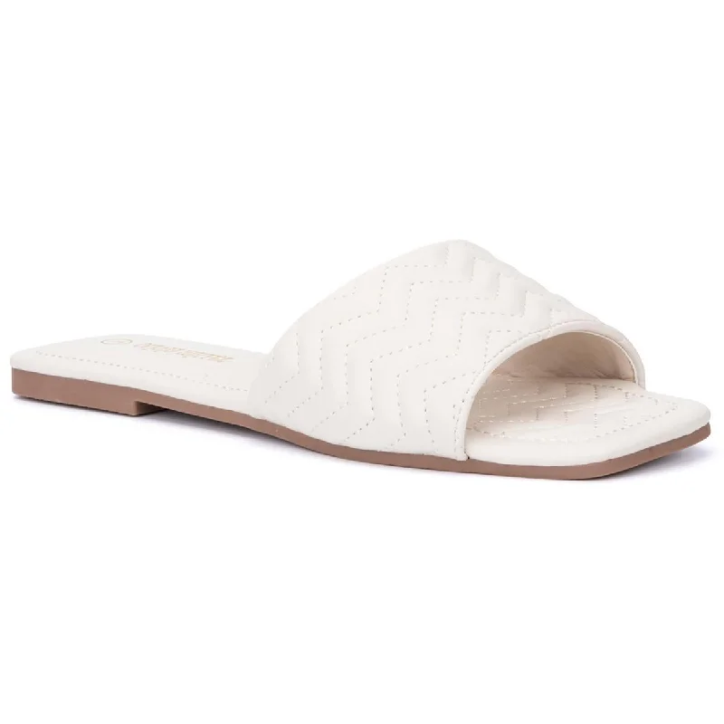Fashion Frontiers Olivia Miller Womens Quilted Slip-On Slide Sandals