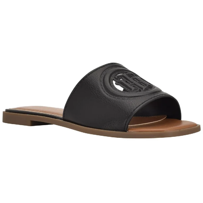 Seasonal Fashion Palley Womens Faux Leather Square Toe Slide Sandals