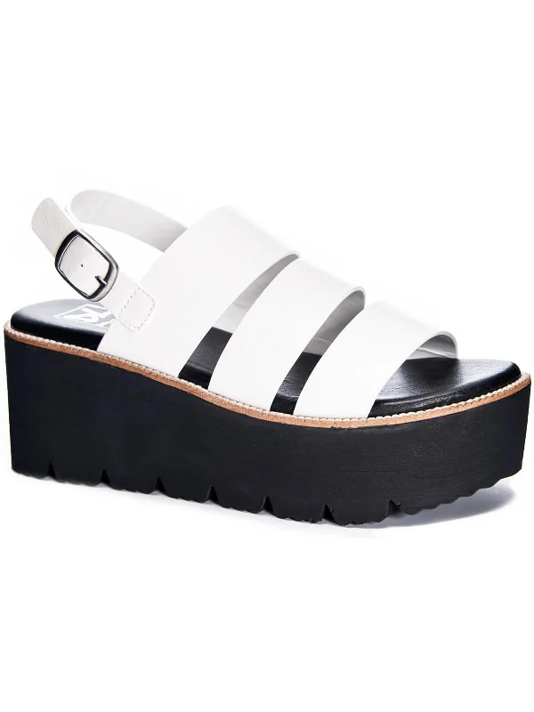 Flirty Fashion Discounts Pendulum Womens Faux Leather Cushioned Footbed Platform Sandals