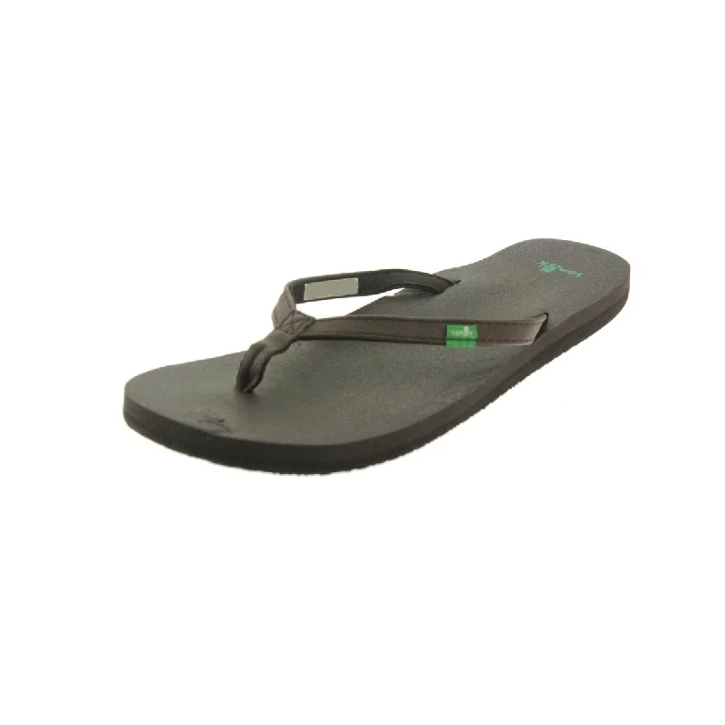 Minimalist Casual Shoes Sanuk Womens Yoga Joy Faux Leather Slide Flip-Flops